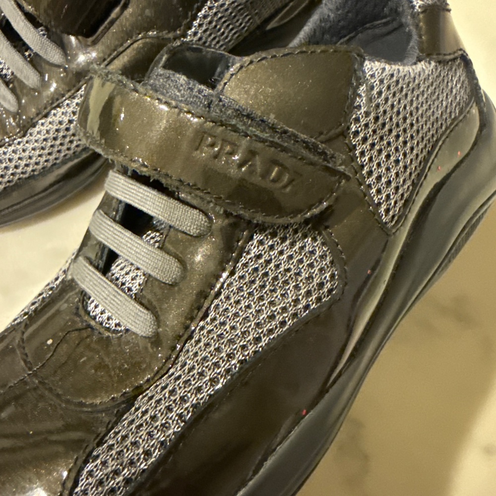 Prada Kids Olive Green and Gray Sneakers - Picture 2 of 6